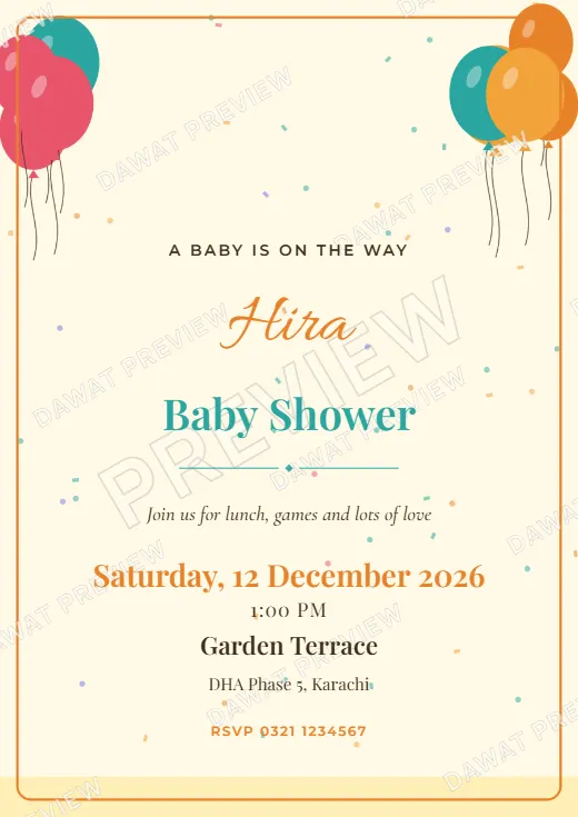 Baby Shower Card design preview