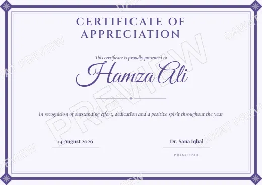 Lavender and Silver Mughal Arch Certificate template preview