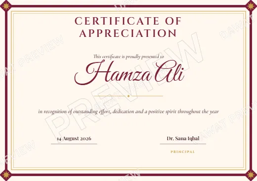 Certificate design preview