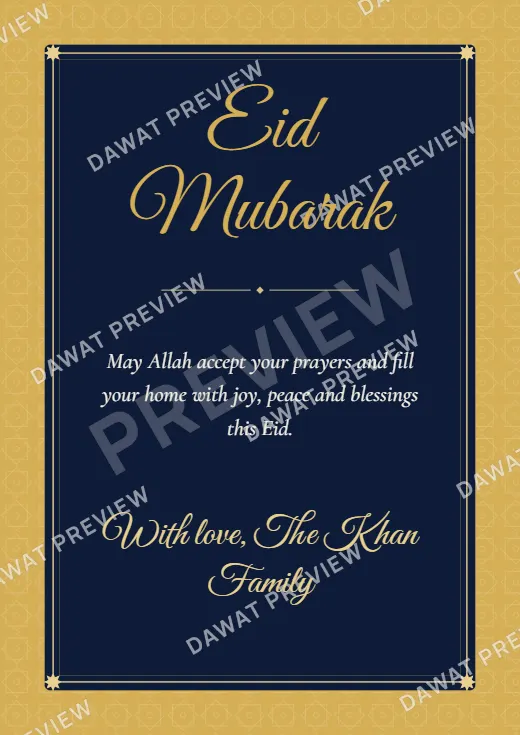 Midnight Blue Geometric Star Eid Mubarak Card template preview