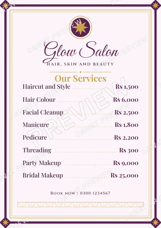 Plum and Gold Royal Frame Price List template preview