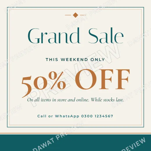 Teal and Copper Modern Minimal Sale Poster template preview