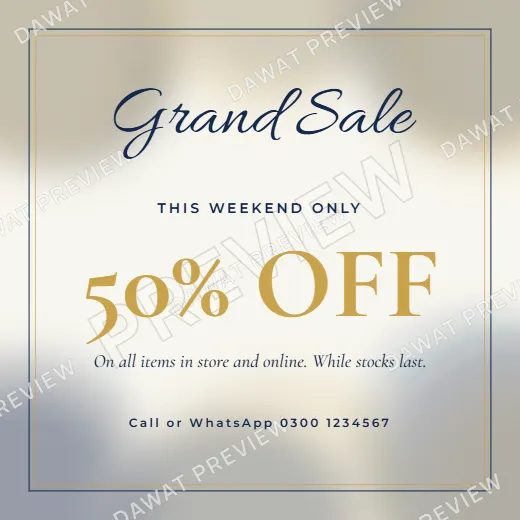 Navy and Gold Watercolor Wash Sale Poster template preview