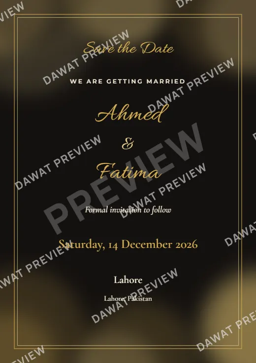 Black and Gold Watercolor Wash Save the Date Card template preview
