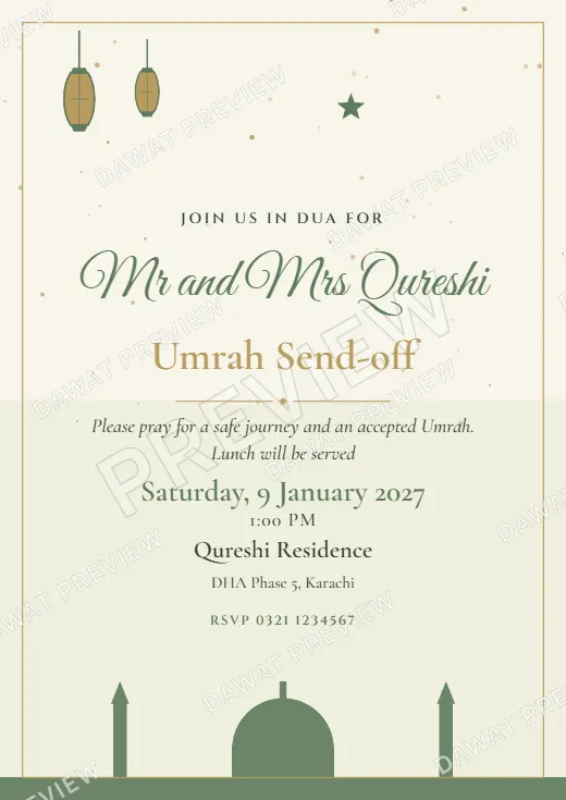 Umrah and Hajj Send-off Card design preview