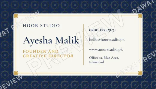 Navy and Gold Geometric Star Visiting Card template preview