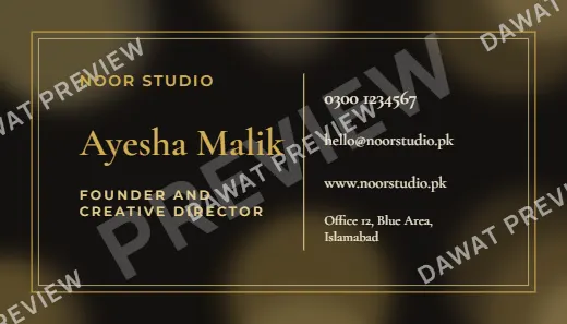 Black and Gold Watercolor Wash Visiting Card template preview